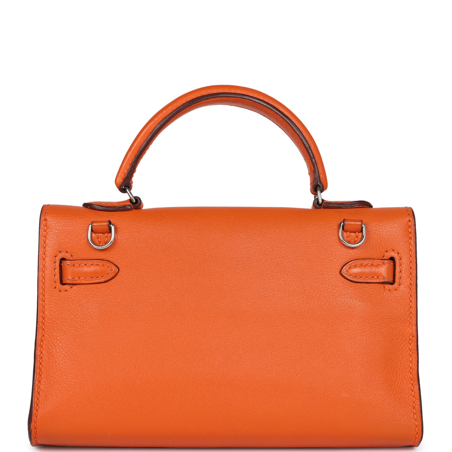 Pre-owned Hermes Micro Kelly 15 Orange Swift Palladium Hardware