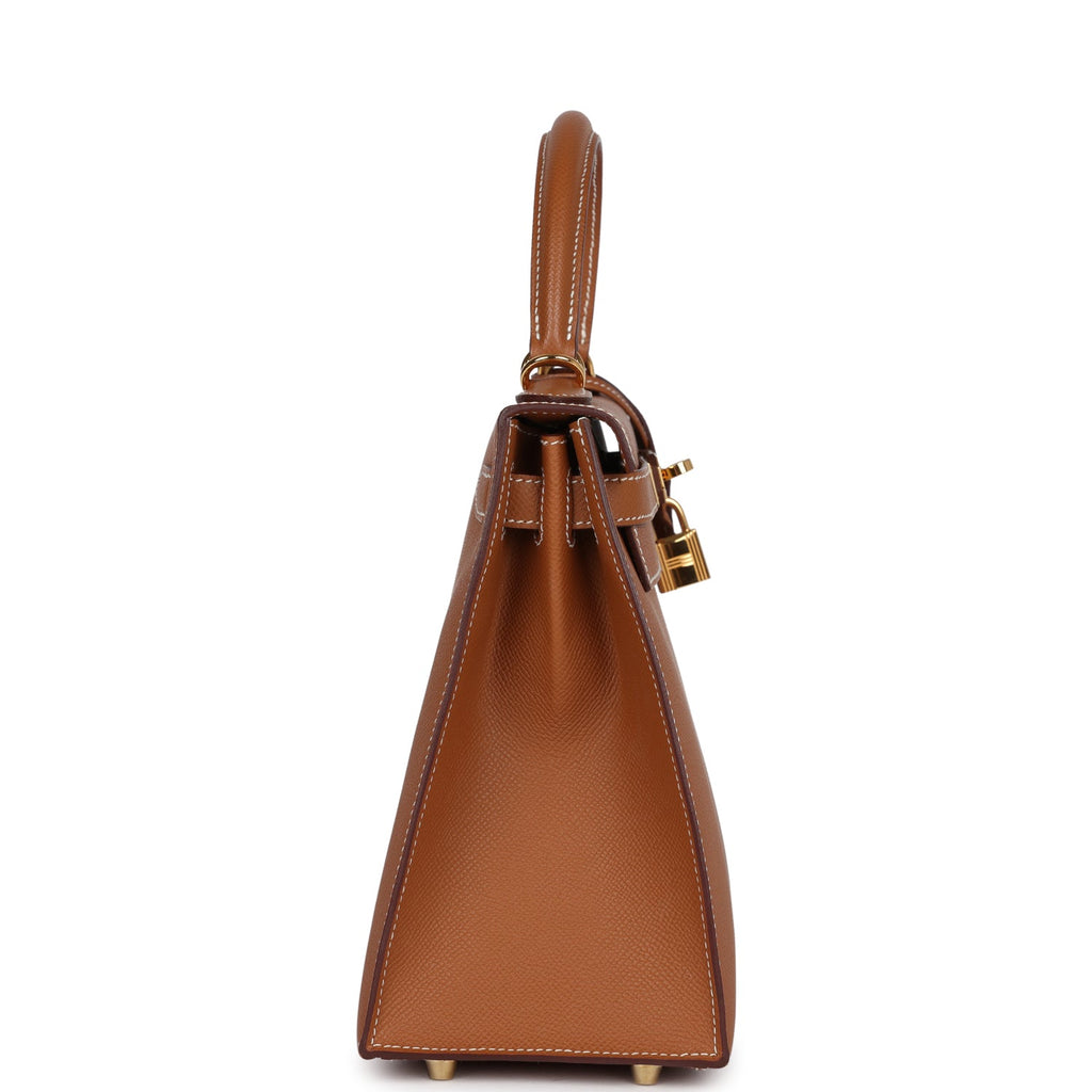 Pre-owned Hermes Kelly Sellier 28 Gold Epsom Gold Hardware