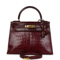 New Hermes Kelly Sellier 28 Rouge H Alligator Gold Hardware