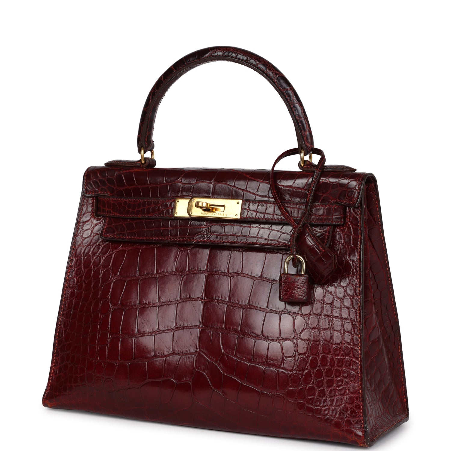New Hermes Kelly Sellier 28 Rouge H Alligator Gold Hardware