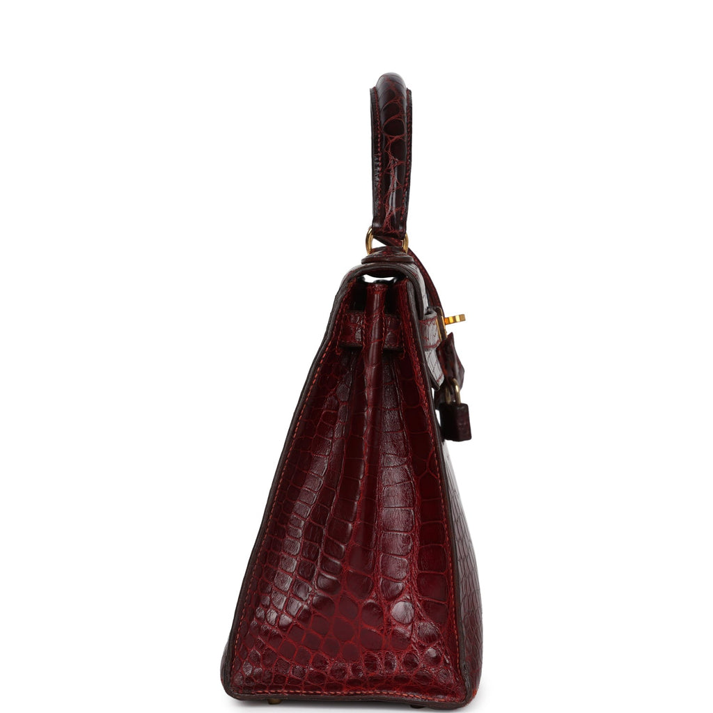 New Hermes Kelly Sellier 28 Rouge H Alligator Gold Hardware