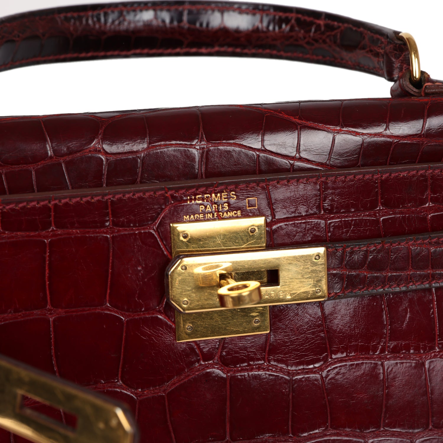 New Hermes Kelly Sellier 28 Rouge H Alligator Gold Hardware
