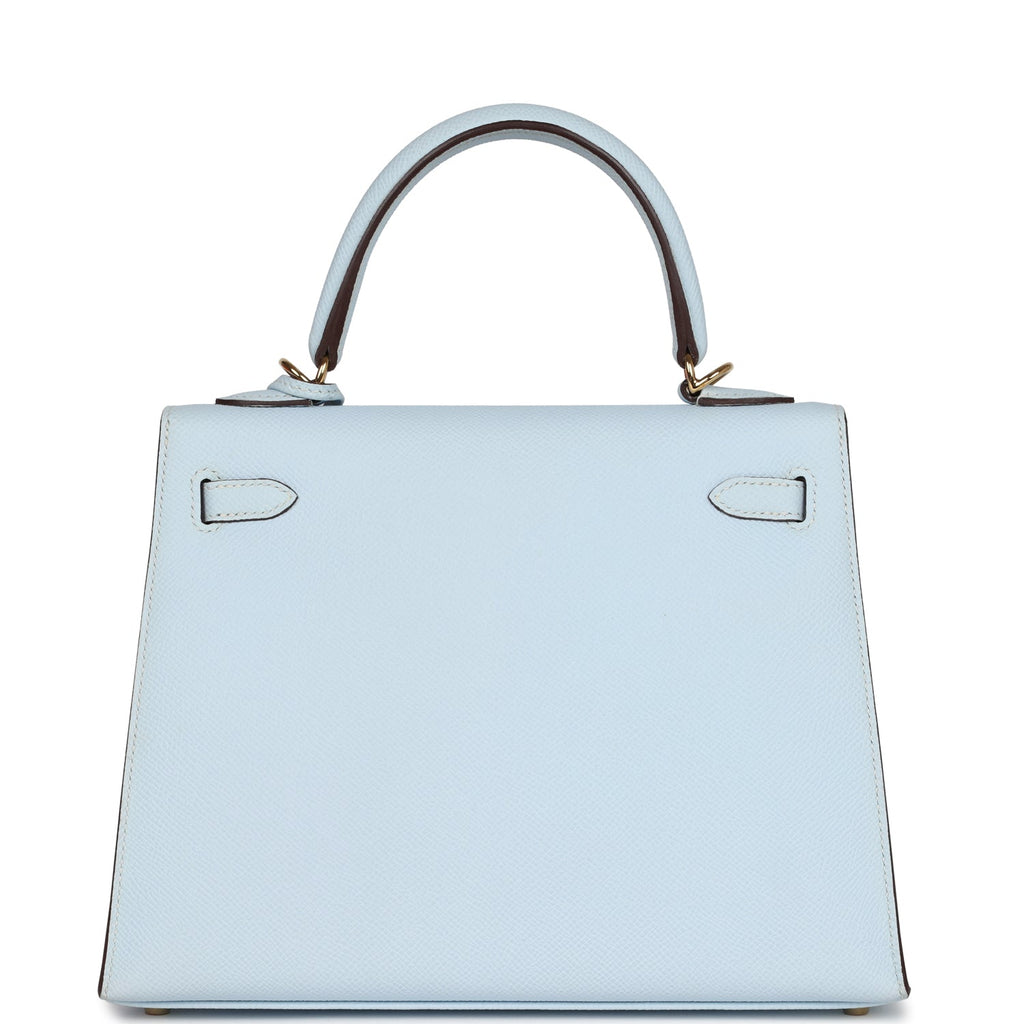 Hermes Kelly Sellier 25 Bleu Brume Epsom Gold Hardware