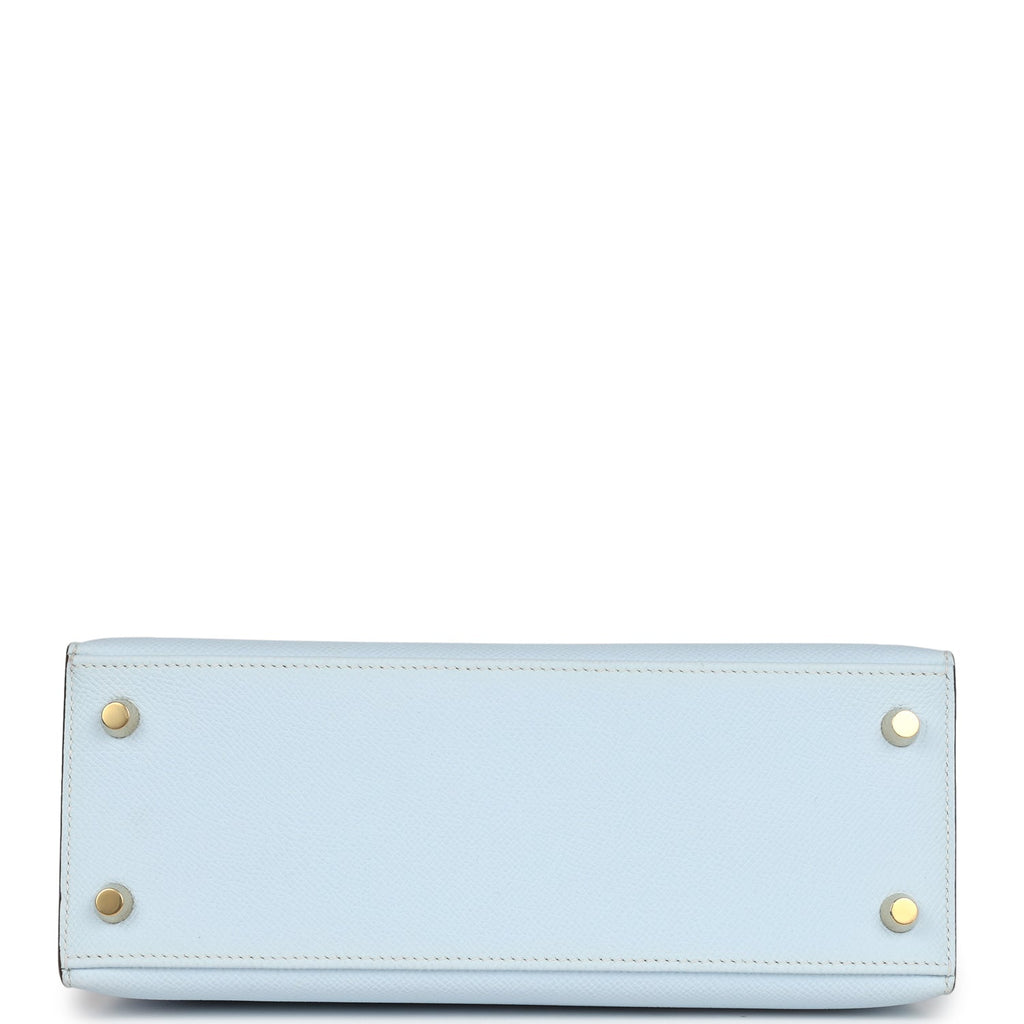 Hermes Kelly Sellier 25 Bleu Brume Epsom Gold Hardware