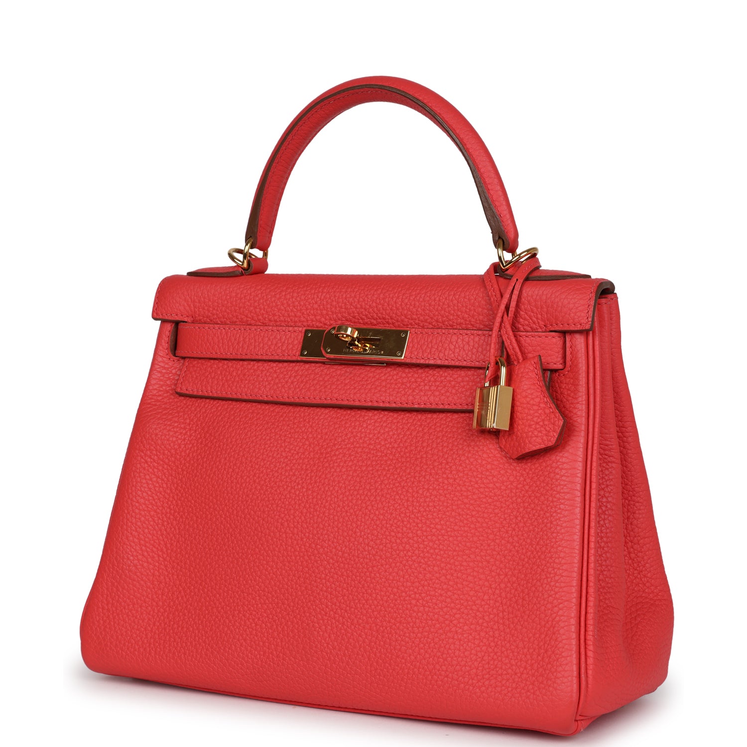 Pre-owned Hermes Kelly Retourne 28 Rose Jaipur Clemence Gold Hardware