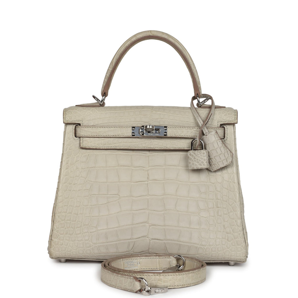 Hermes Kelly Retourne 25 Beton Matte Alligator Palladium Hardware