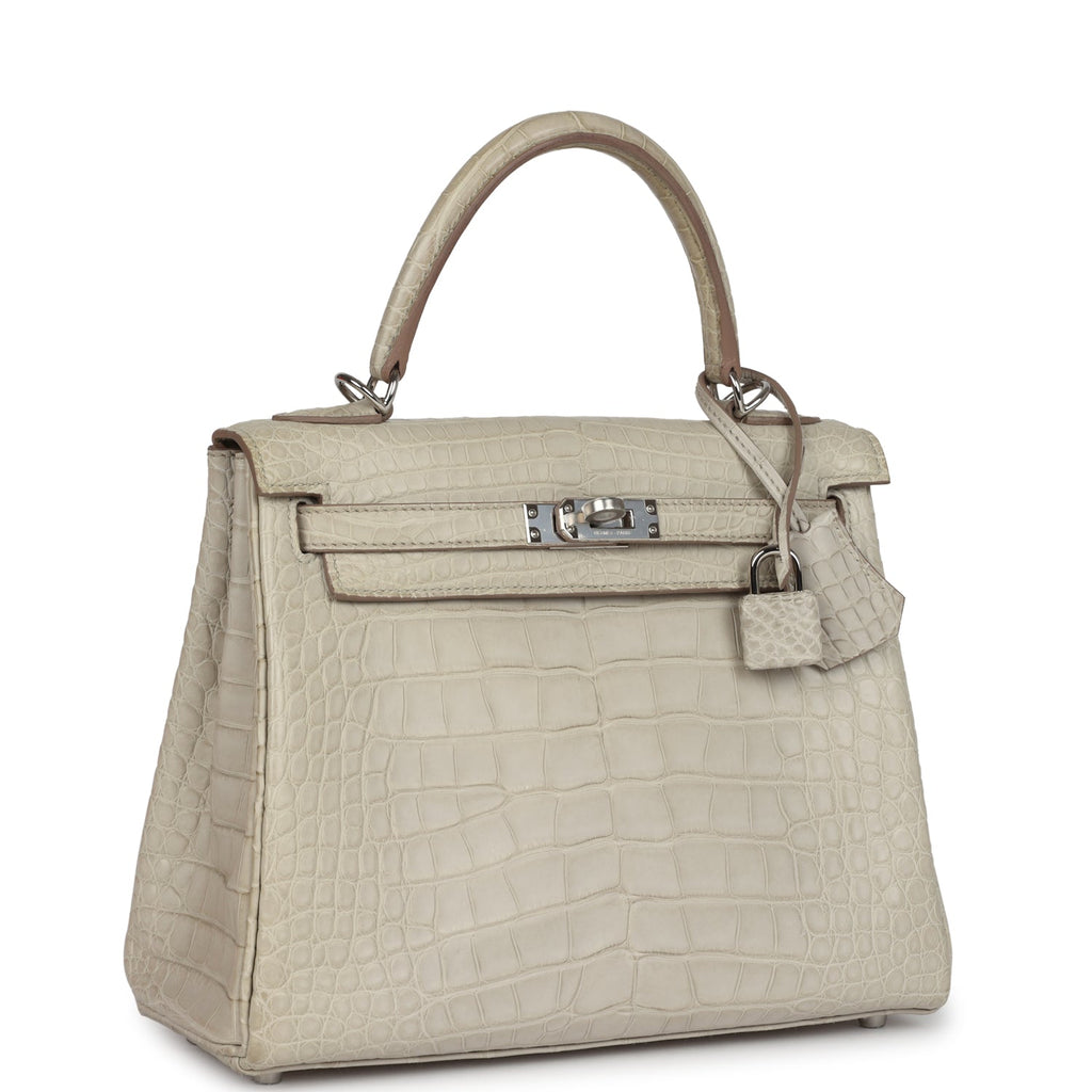 Hermes Kelly Retourne 25 Beton Matte Alligator Palladium Hardware