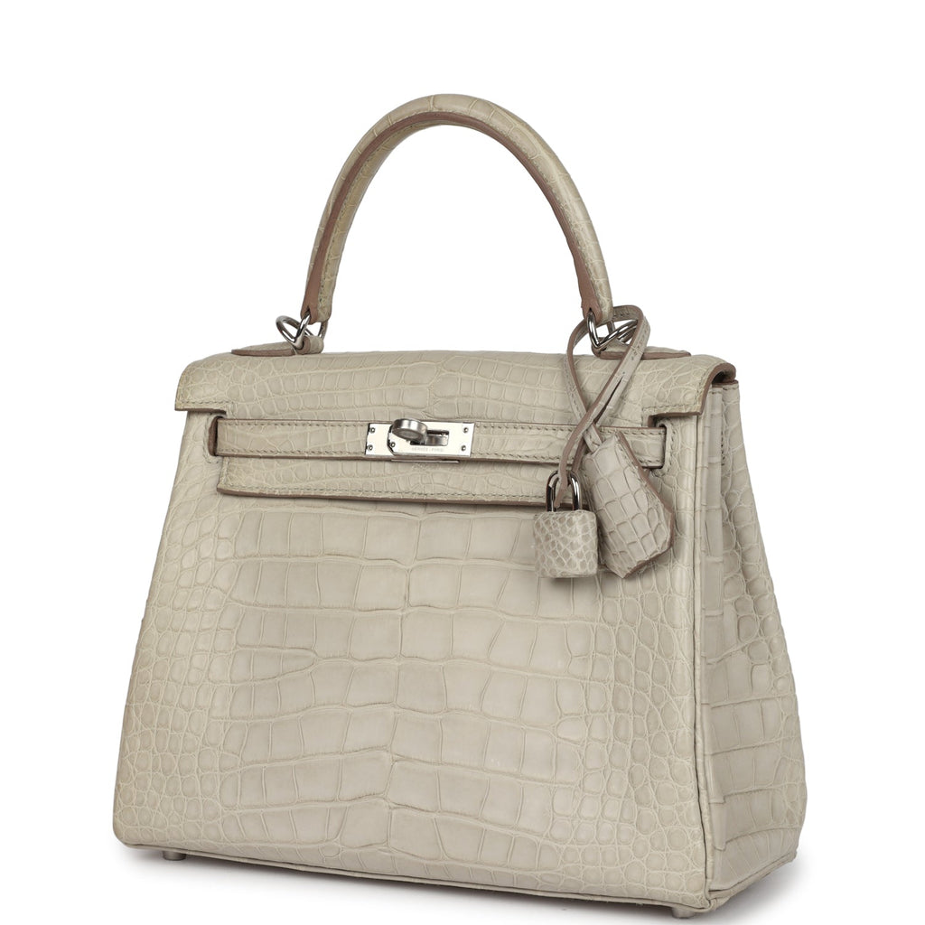 Hermes Kelly Retourne 25 Beton Matte Alligator Palladium Hardware