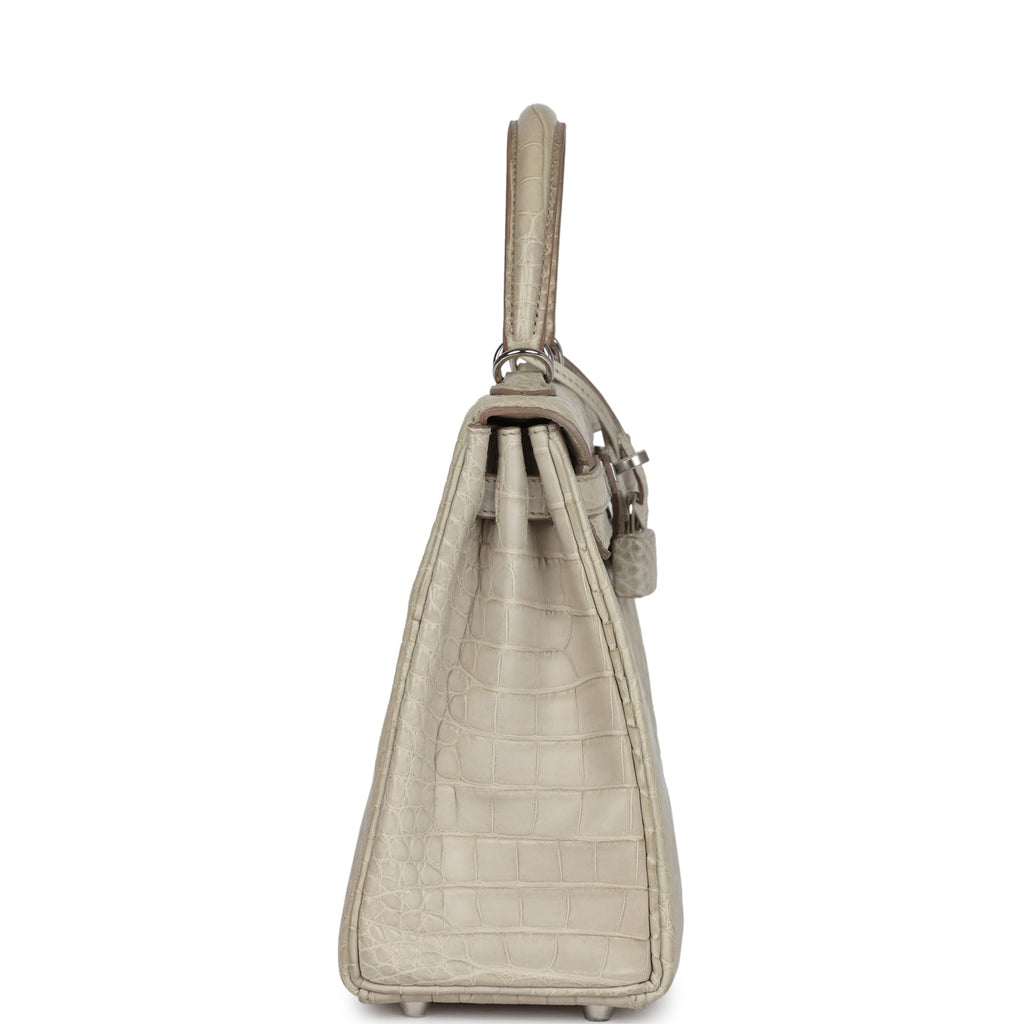 Hermes Kelly Retourne 25 Beton Matte Alligator Palladium Hardware