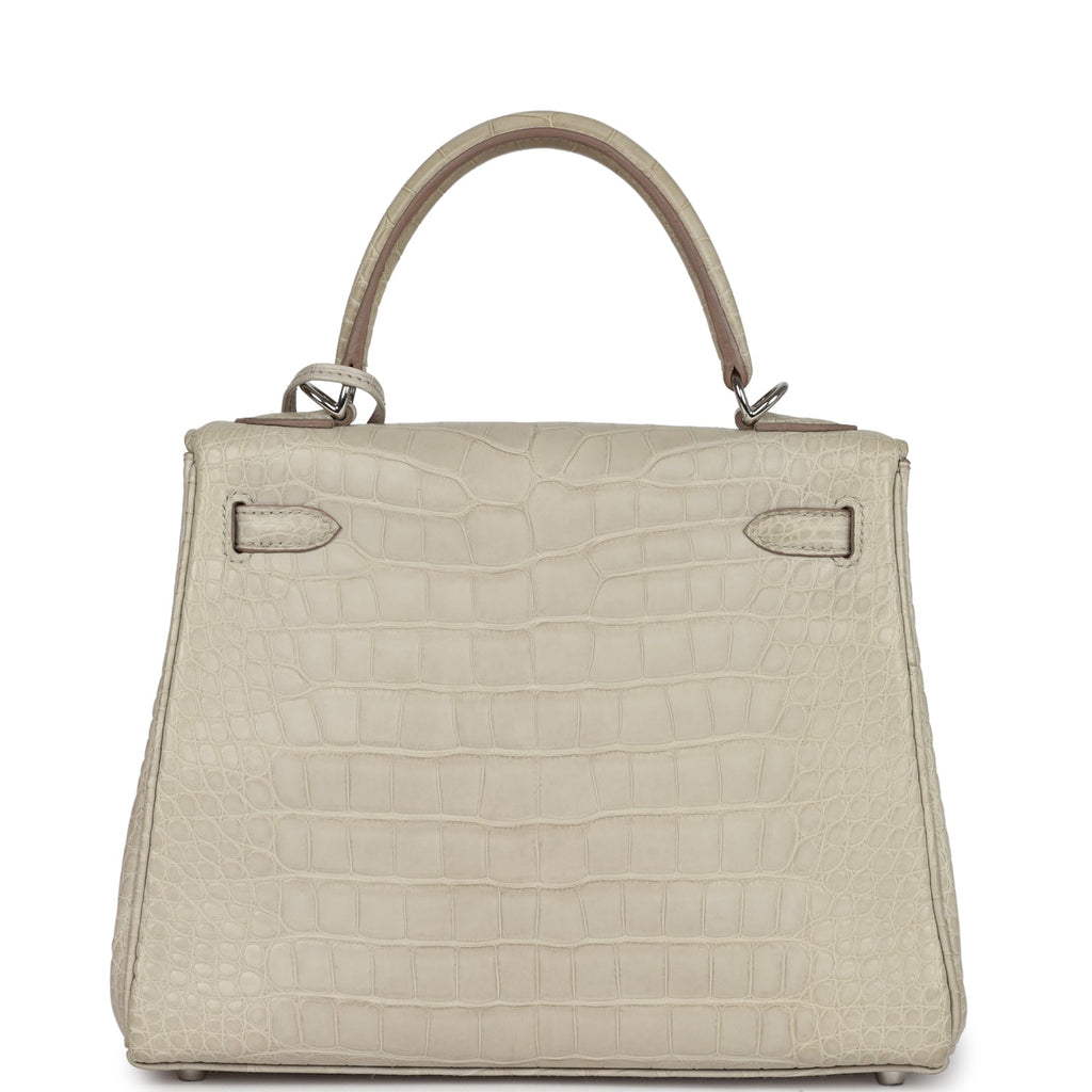 Hermes Kelly Retourne 25 Beton Matte Alligator Palladium Hardware