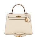 New Hermes Kelly Sellier 25 Nata Epsom Gold Hardware