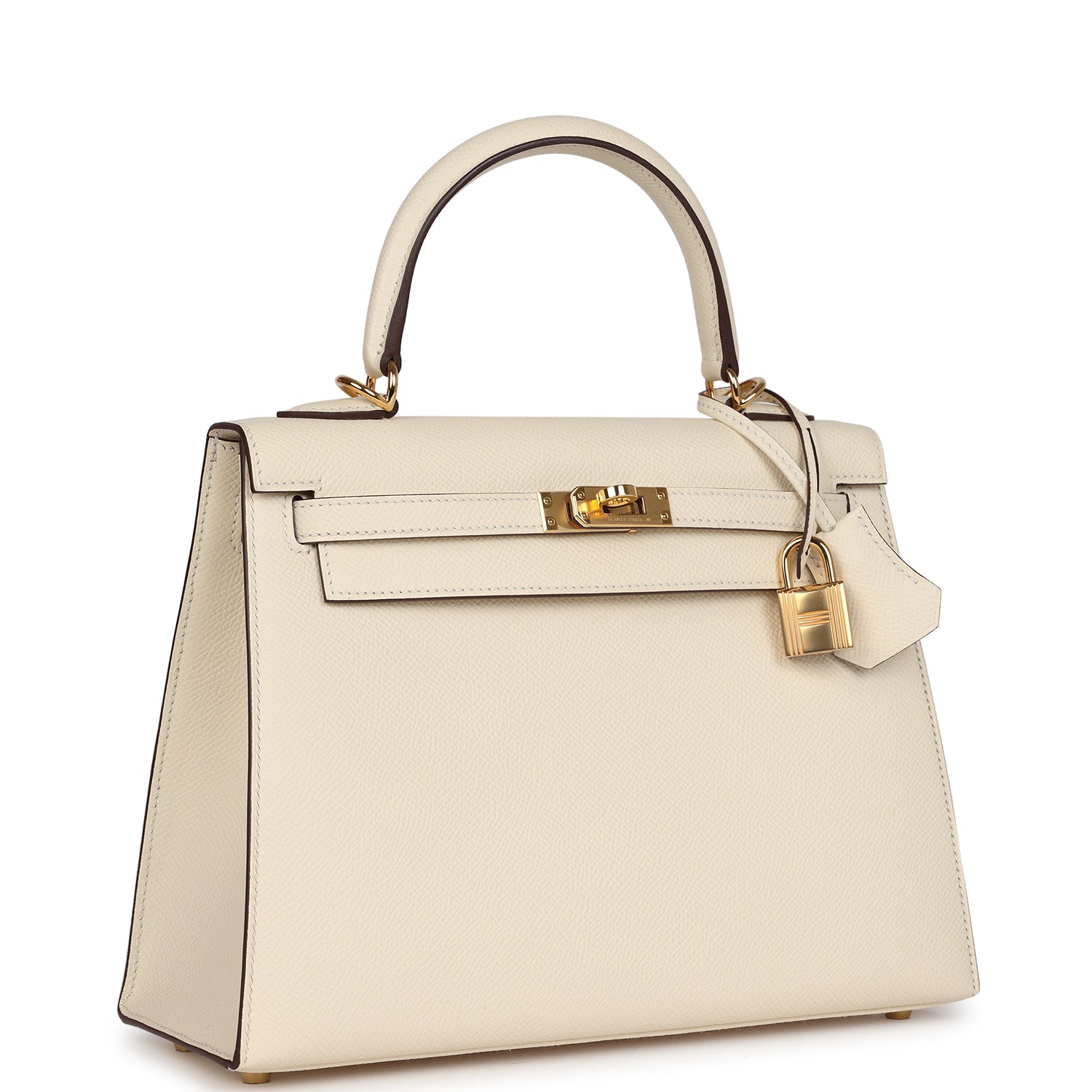Pre-owned Hermes Kelly Sellier 25 Nata Epsom Gold Hardware