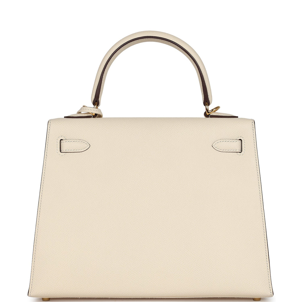 Pre-owned Hermes Kelly Sellier 25 Nata Epsom Gold Hardware