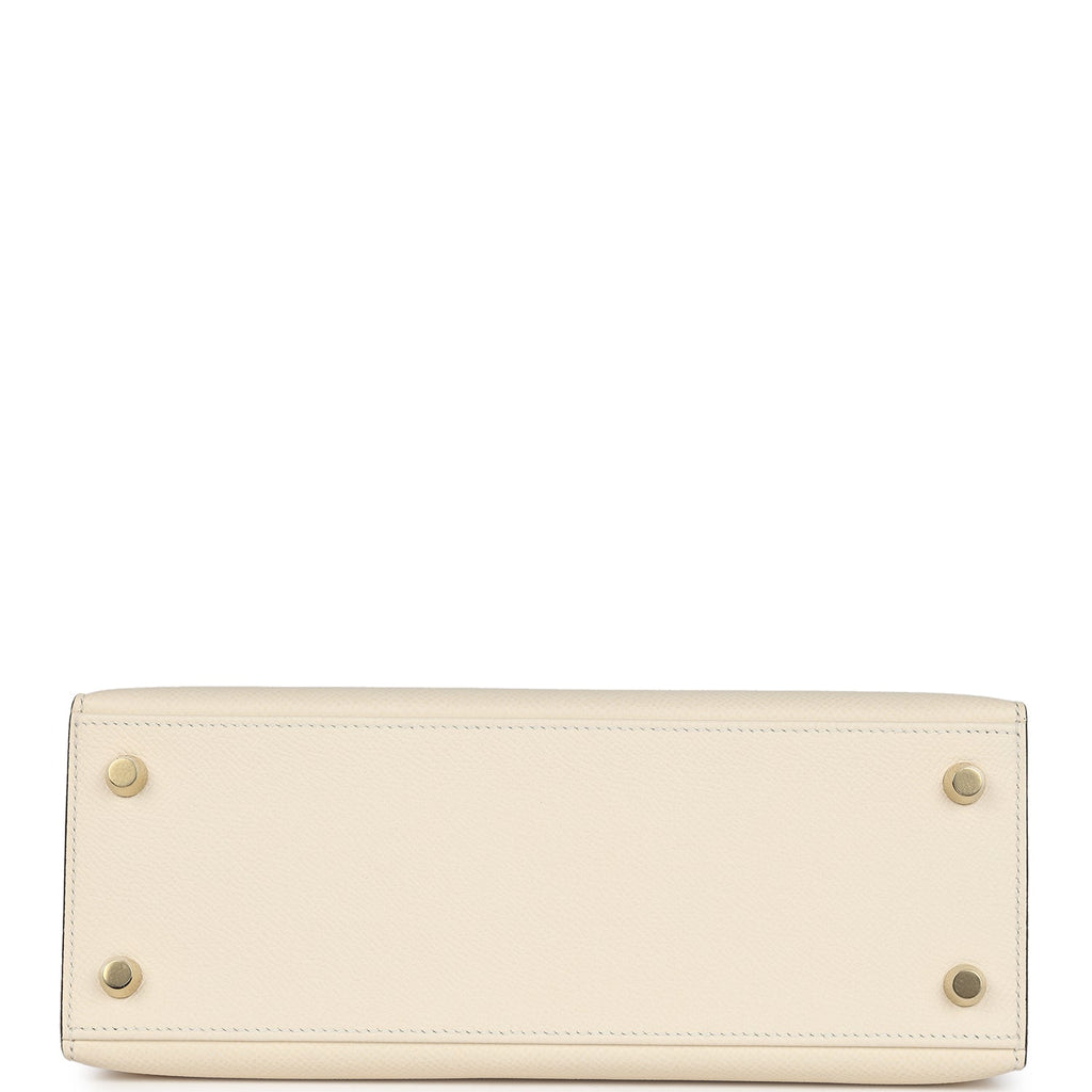 Pre-owned Hermes Kelly Sellier 25 Nata Epsom Gold Hardware