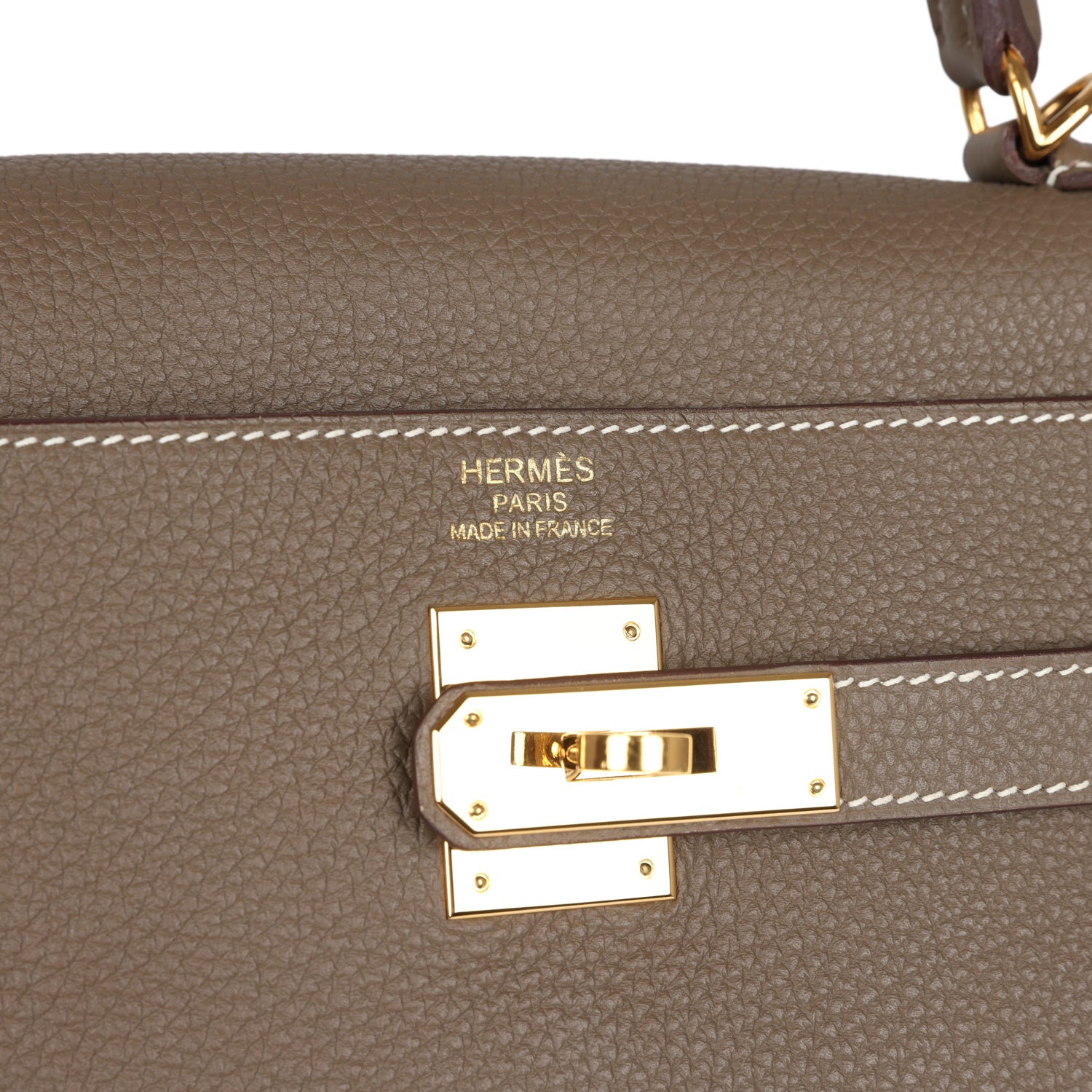 Pre-owned Hermes Kelly Retourne 35 Etoupe Togo Gold Hardware