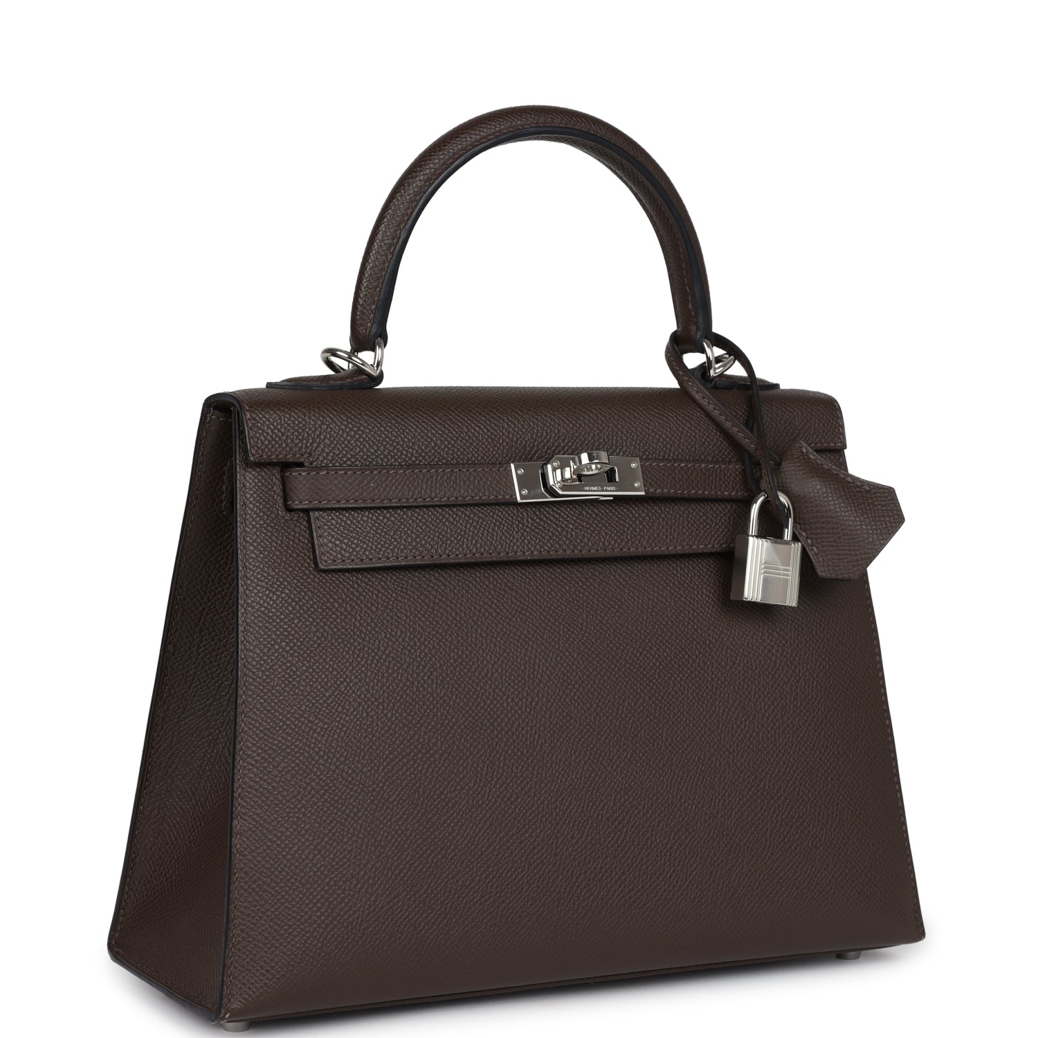 Pre-owned Hermes Kelly Sellier 25 Ecorce Epsom Palladium Hardware