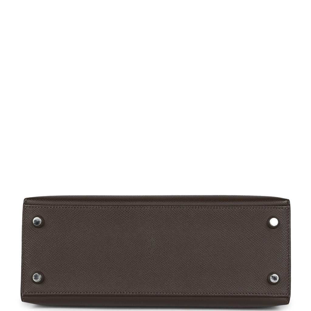 Pre-owned Hermes Kelly Sellier 25 Ecorce Epsom Palladium Hardware