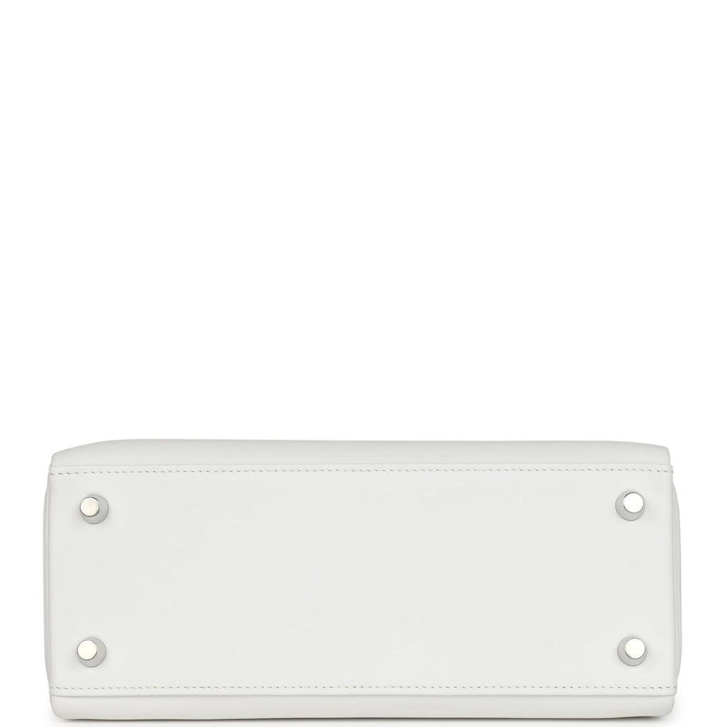 Hermes Kelly Retourne 25 New White Swift Palladium Hardware