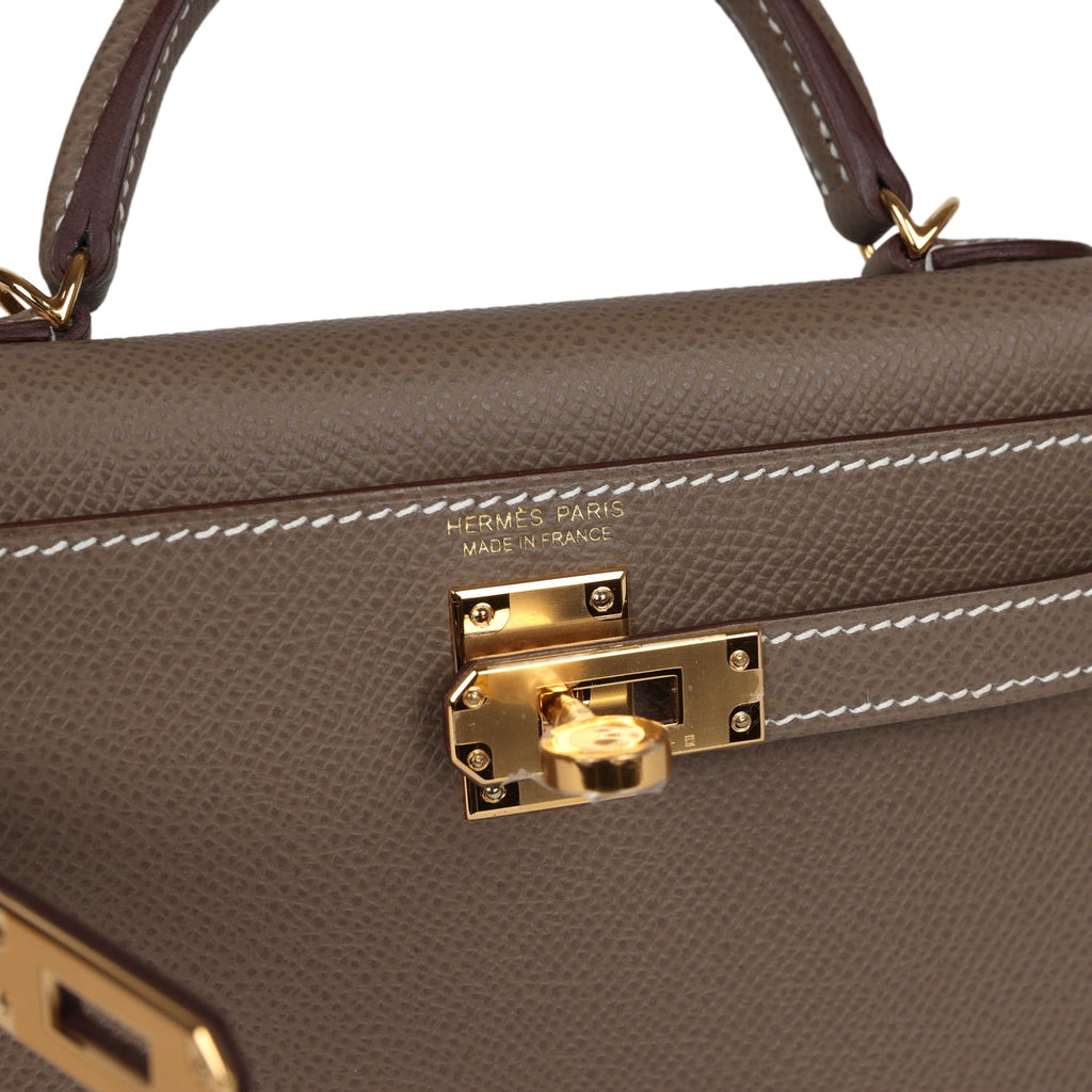 Hermes Kelly Sellier 20 Etoupe Epsom Gold Hardware