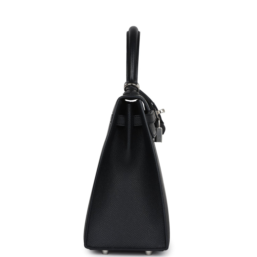 Hermes Kelly Sellier 25 Black Epsom Palladium Hardware