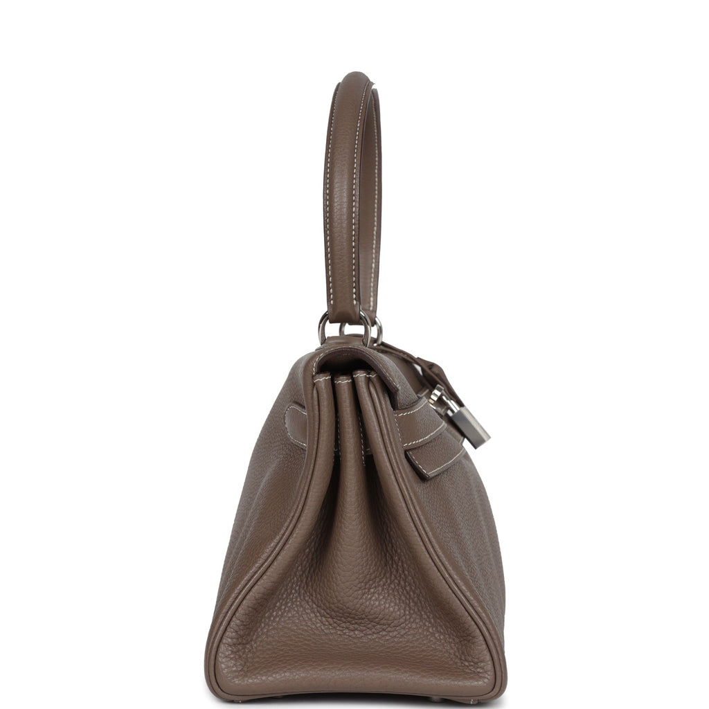 Hermes Shoulder Kelly 42 JPG Etoupe Clemence Palladium Hardware