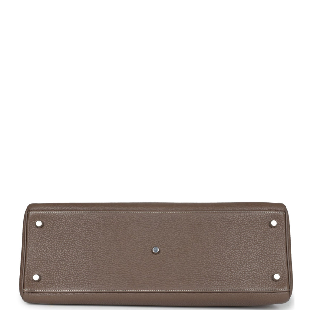 Hermes Shoulder Kelly 42 JPG Etoupe Clemence Palladium Hardware