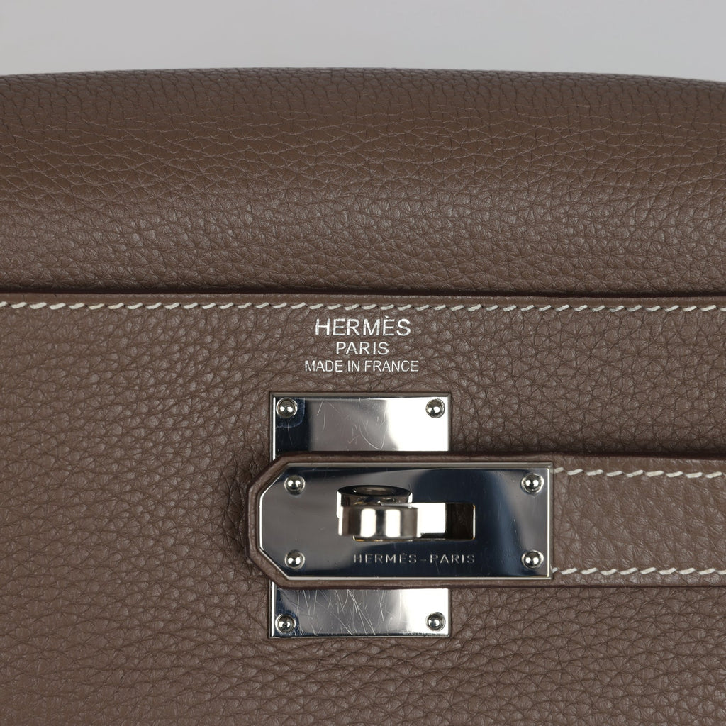 Hermes Shoulder Kelly 42 JPG Etoupe Clemence Palladium Hardware