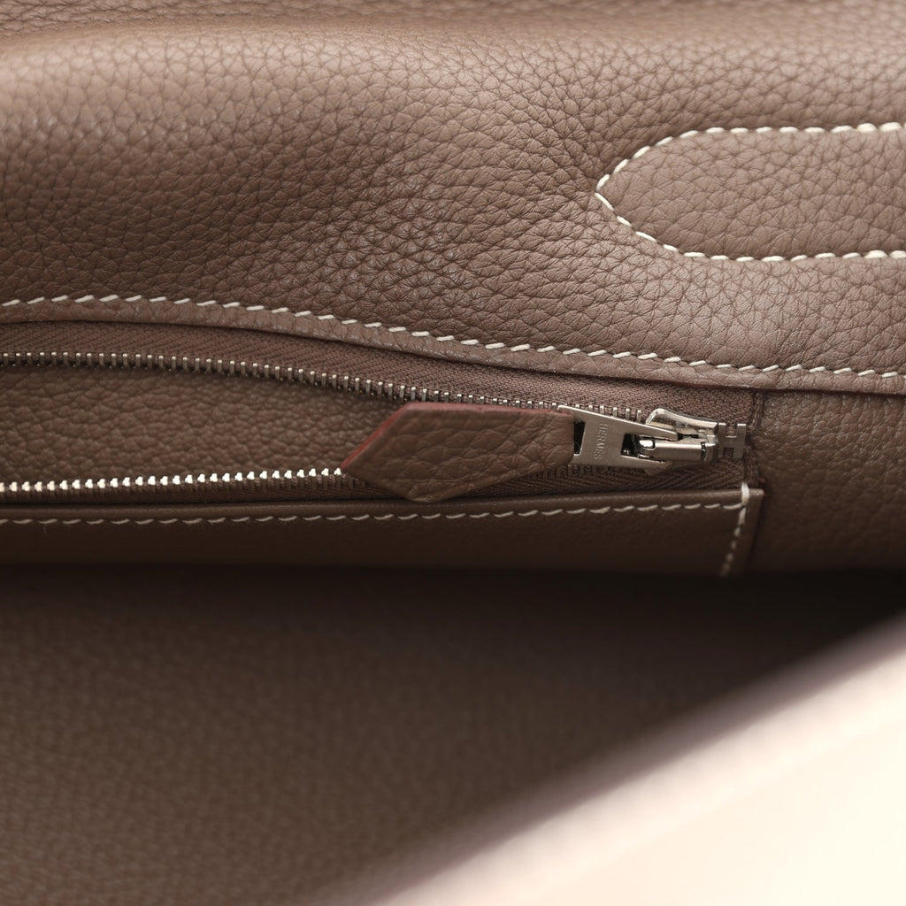Hermes Shoulder Kelly 42 JPG Etoupe Clemence Palladium Hardware