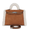 Hermes Teddy Kelly 20 Chamois Shearling and Swift Palladium Hardware