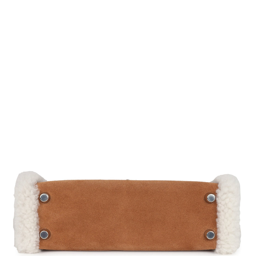 Hermes Teddy Kelly 20 Chamois Shearling and Swift Palladium Hardware