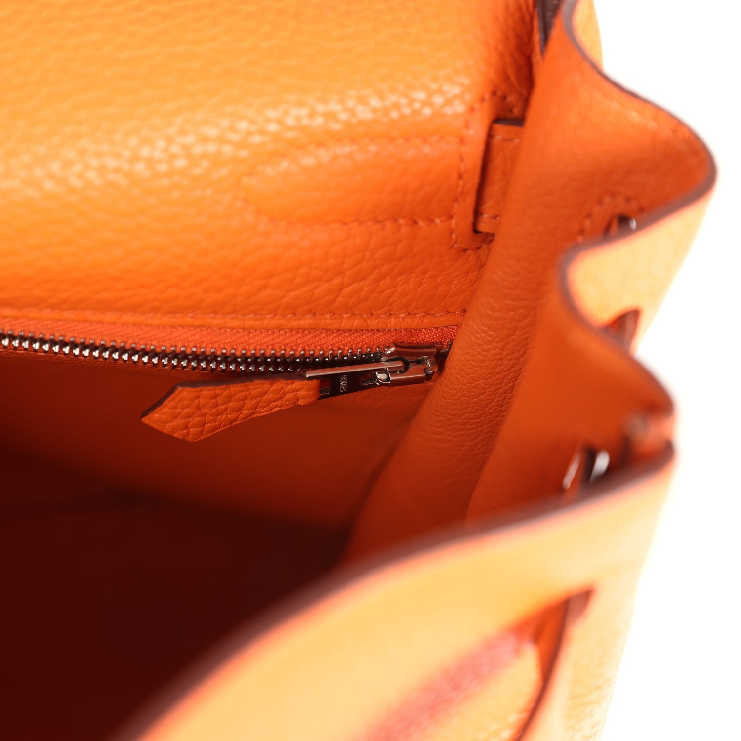 Pre-owned Hermes Kelly Retourne 32 Orange Togo Palladium Hardware