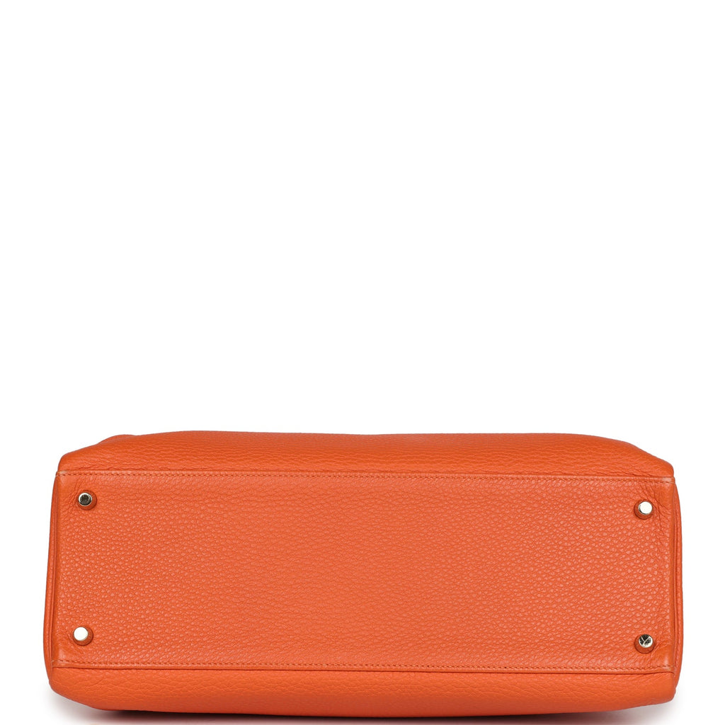 Pre-owned Hermes Kelly Retourne 35 Orange Togo Gold Hardware