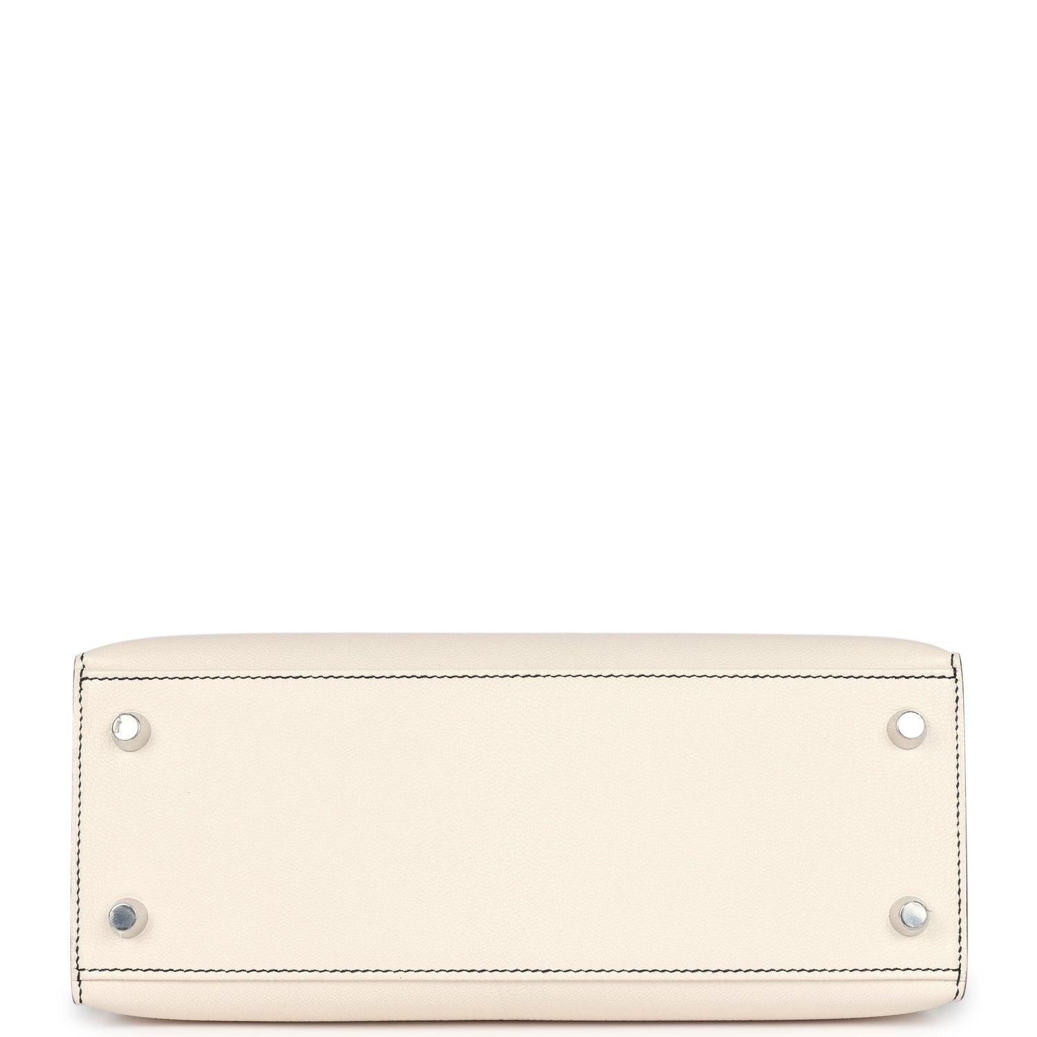 Hermes Special Order (HSS) Kelly Sellier 25 Nata and Black Chevre Mysore Brushed Palladium Hardware