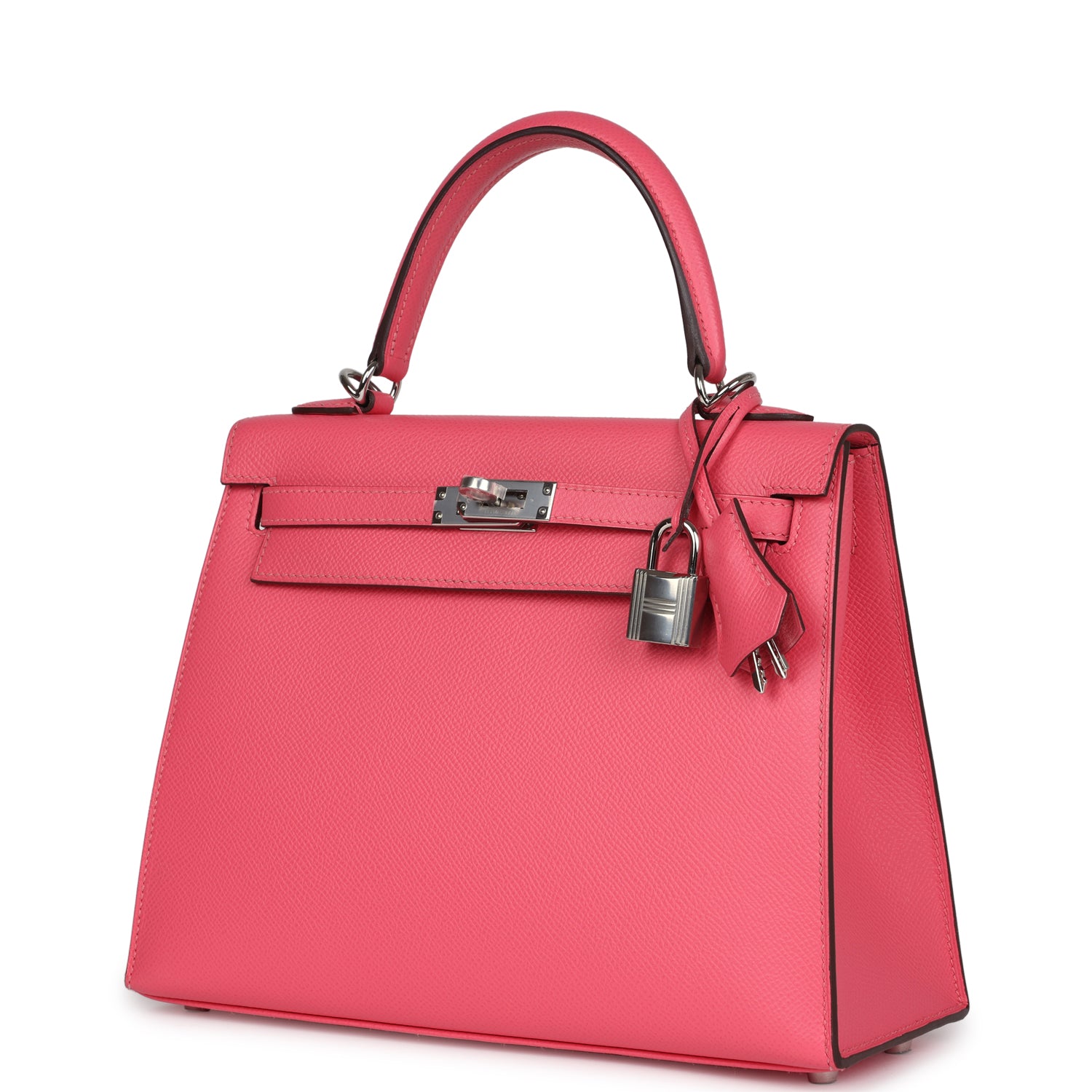 Hermes Kelly Sellier 25 Rose Azalee Epsom Palladium Hardware