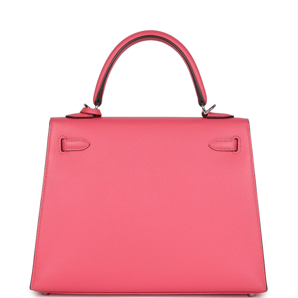 Hermes Kelly Sellier 25 Rose Azalee Epsom Palladium Hardware