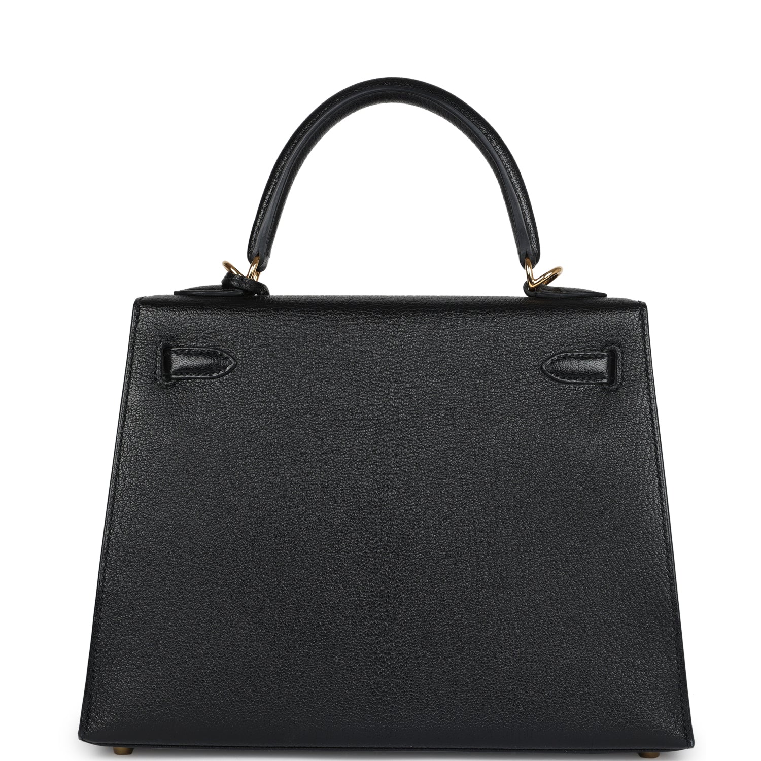Pre-owned Hermes Kelly Sellier 25 Black Chevre Mysore Gold Hardware
