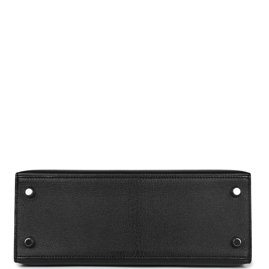 Pre-owned Hermes Kelly Sellier 25 Black Chevre Mysore Gold Hardware