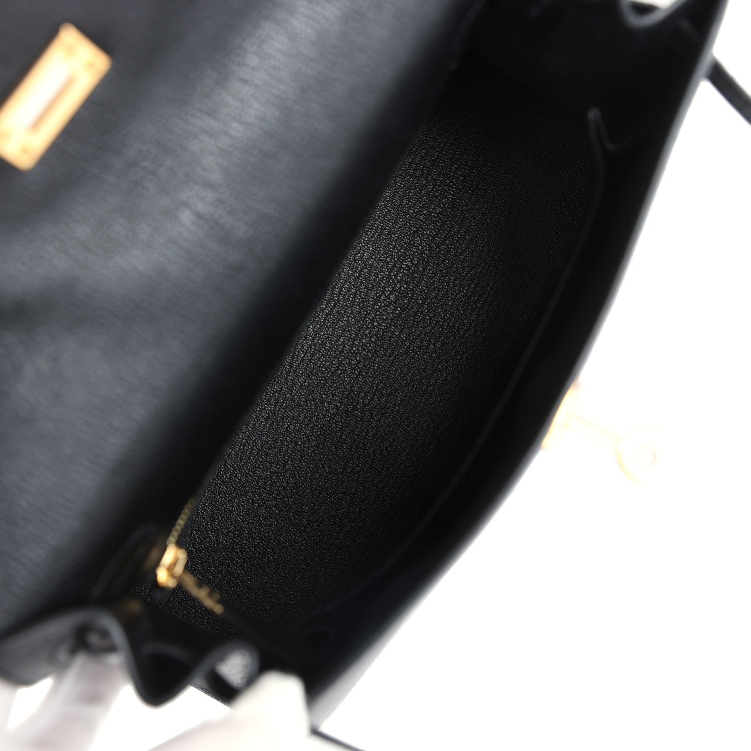 Pre-owned Hermes Kelly Sellier 25 Black Chevre Mysore Gold Hardware