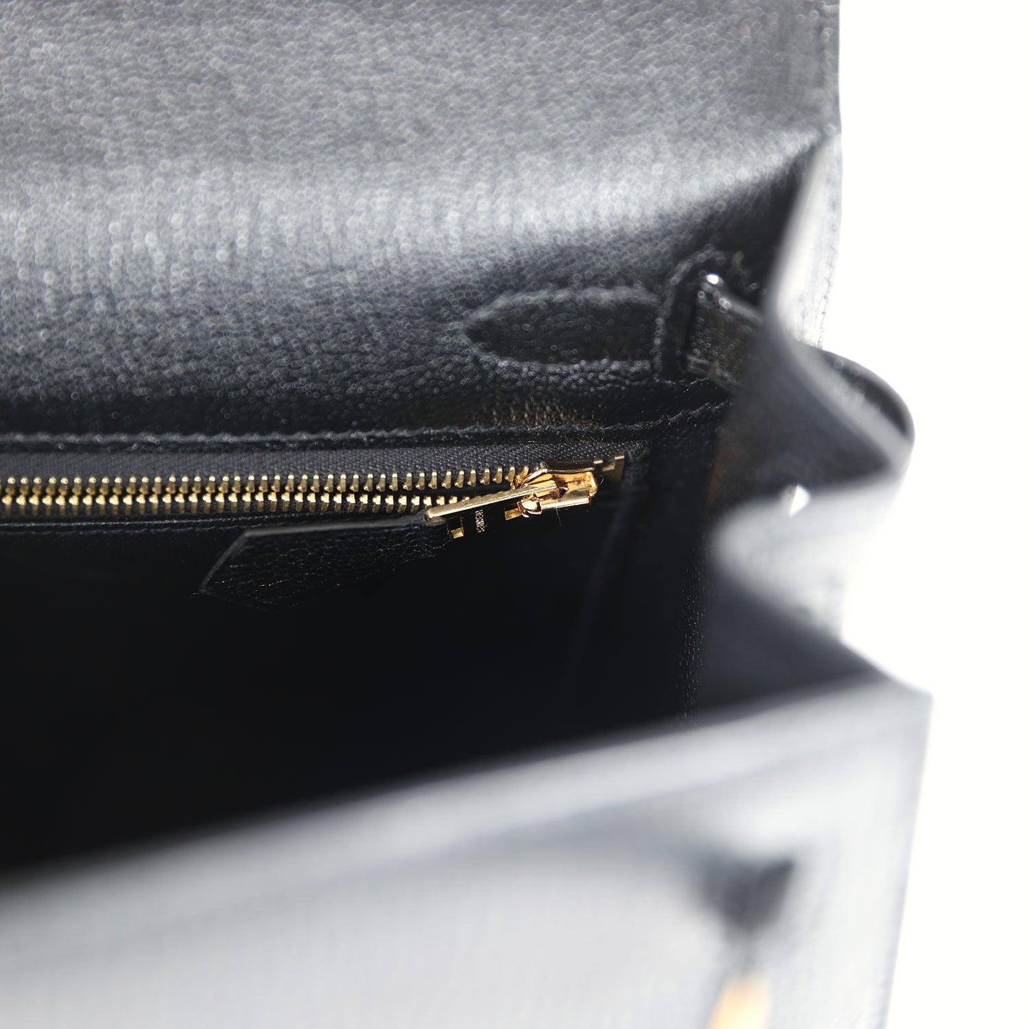 Pre-owned Hermes Kelly Sellier 25 Black Chevre Mysore Gold Hardware