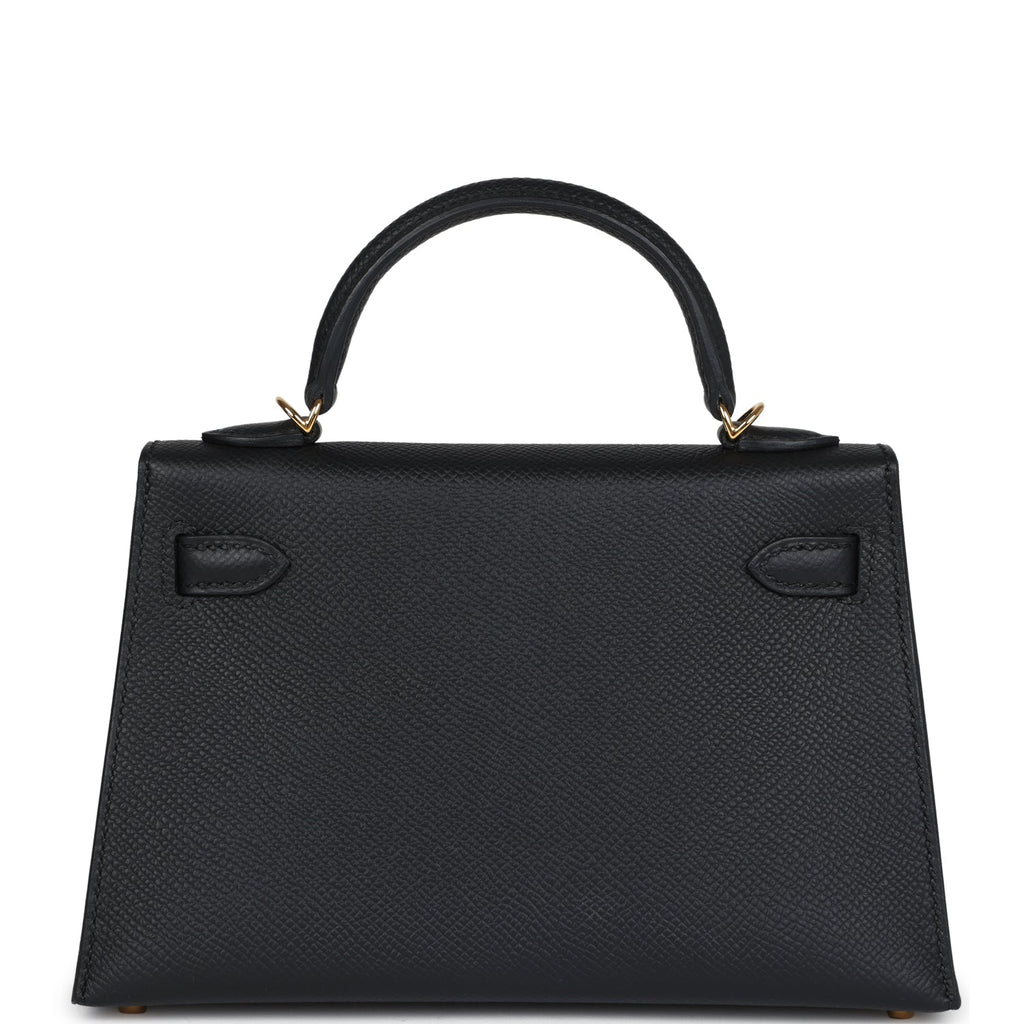 Hermes Kelly Sellier 20 Black Epsom Gold Hardware