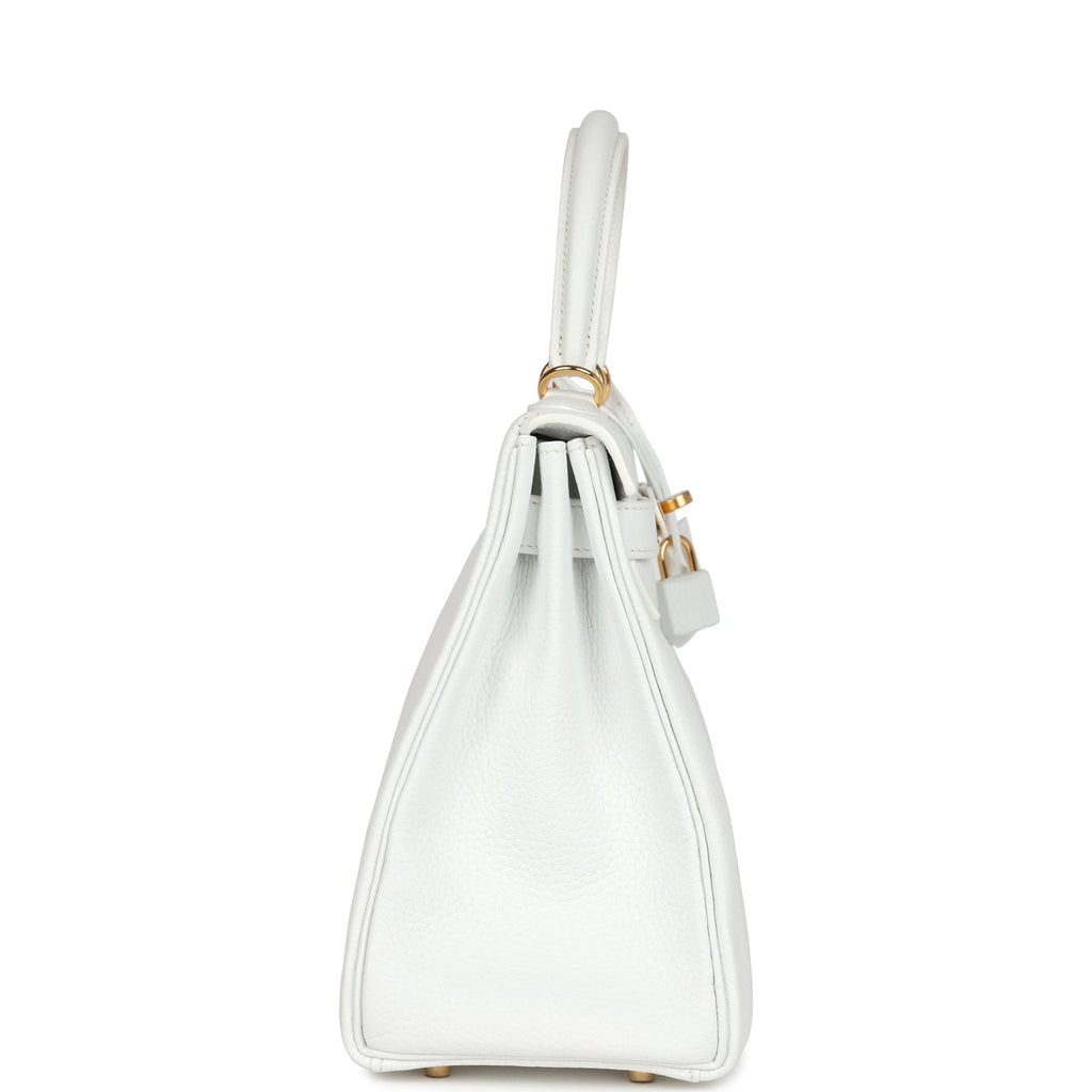Hermes Kelly Retourne 28 White Clemence Gold Hardware