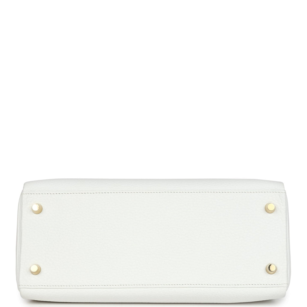 Hermes Kelly Retourne 28 White Clemence Gold Hardware