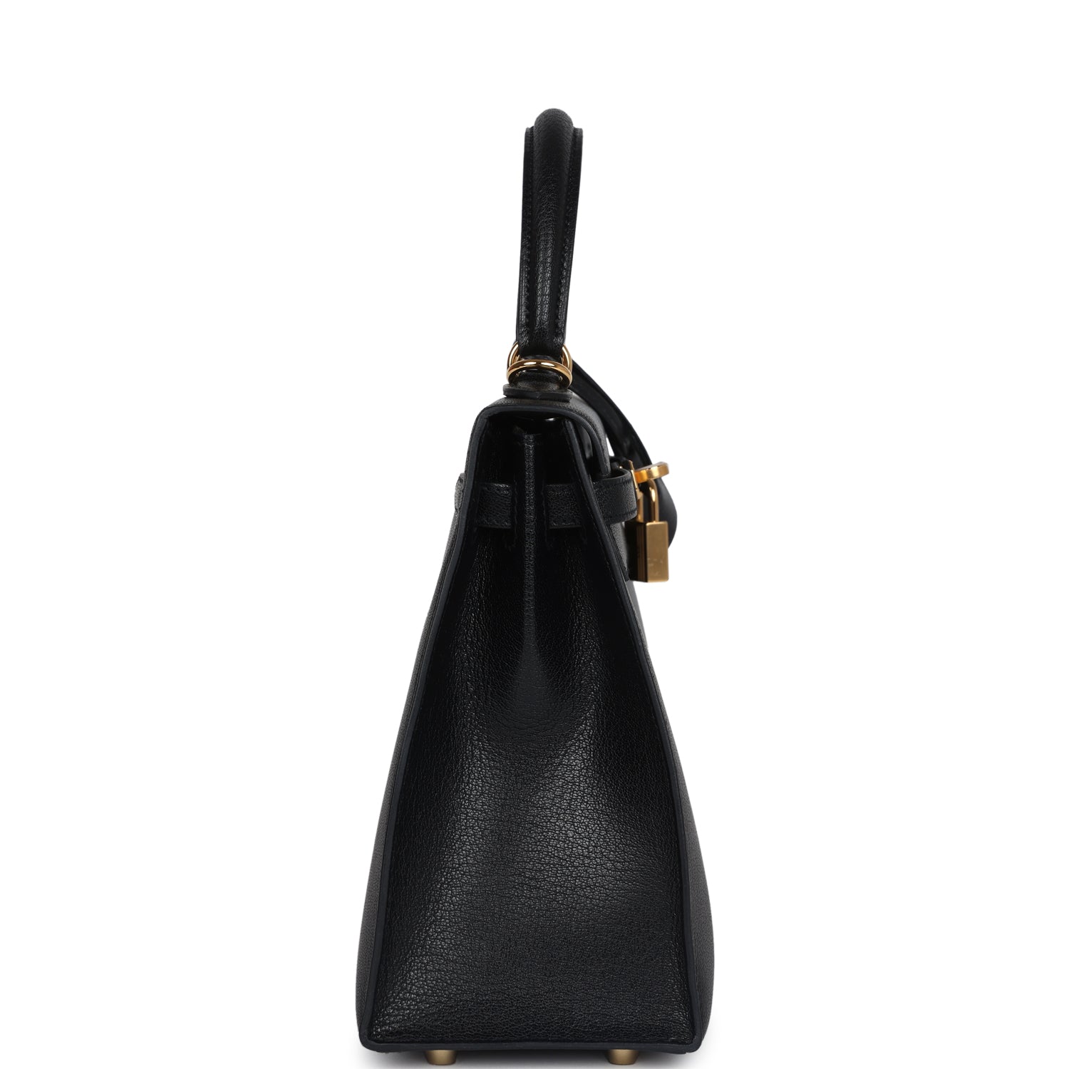 Hermes Kelly Sellier 25 Black Chevre Mysore Gold Hardware