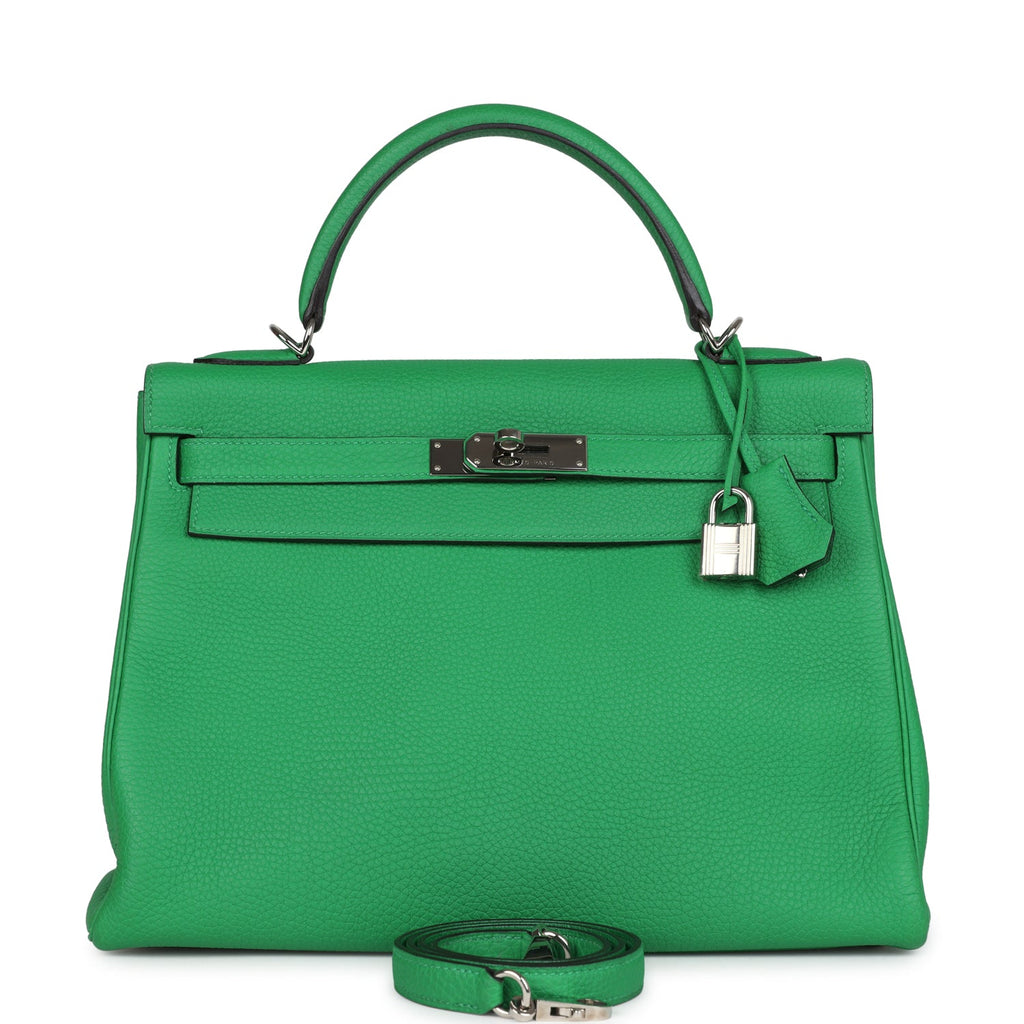 Pre-owned Hermes Kelly Retourne 32 Bambou Togo Palladium Hardware