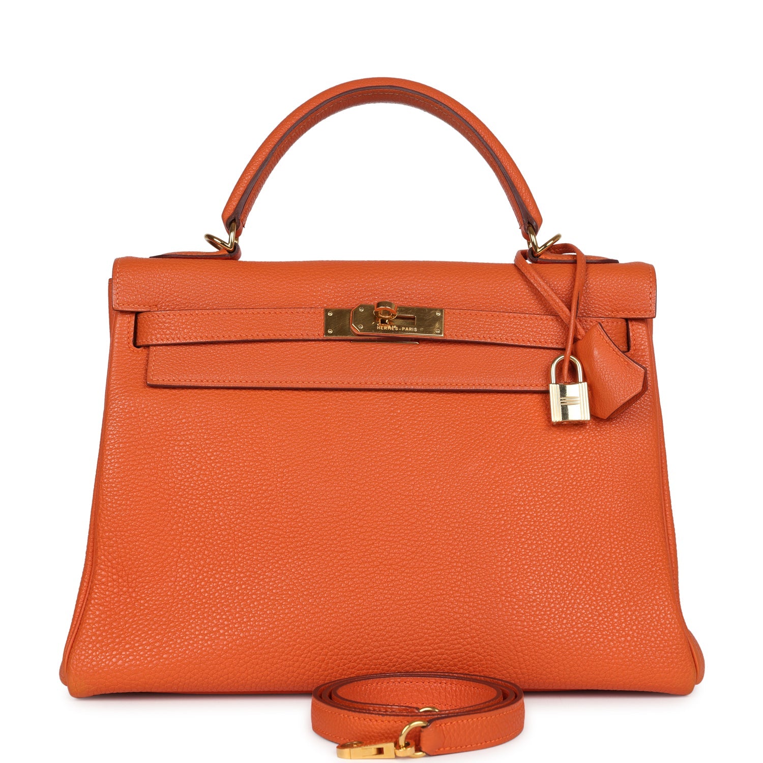New Hermes Kelly Retourne 32 Orange Togo Gold Hardware