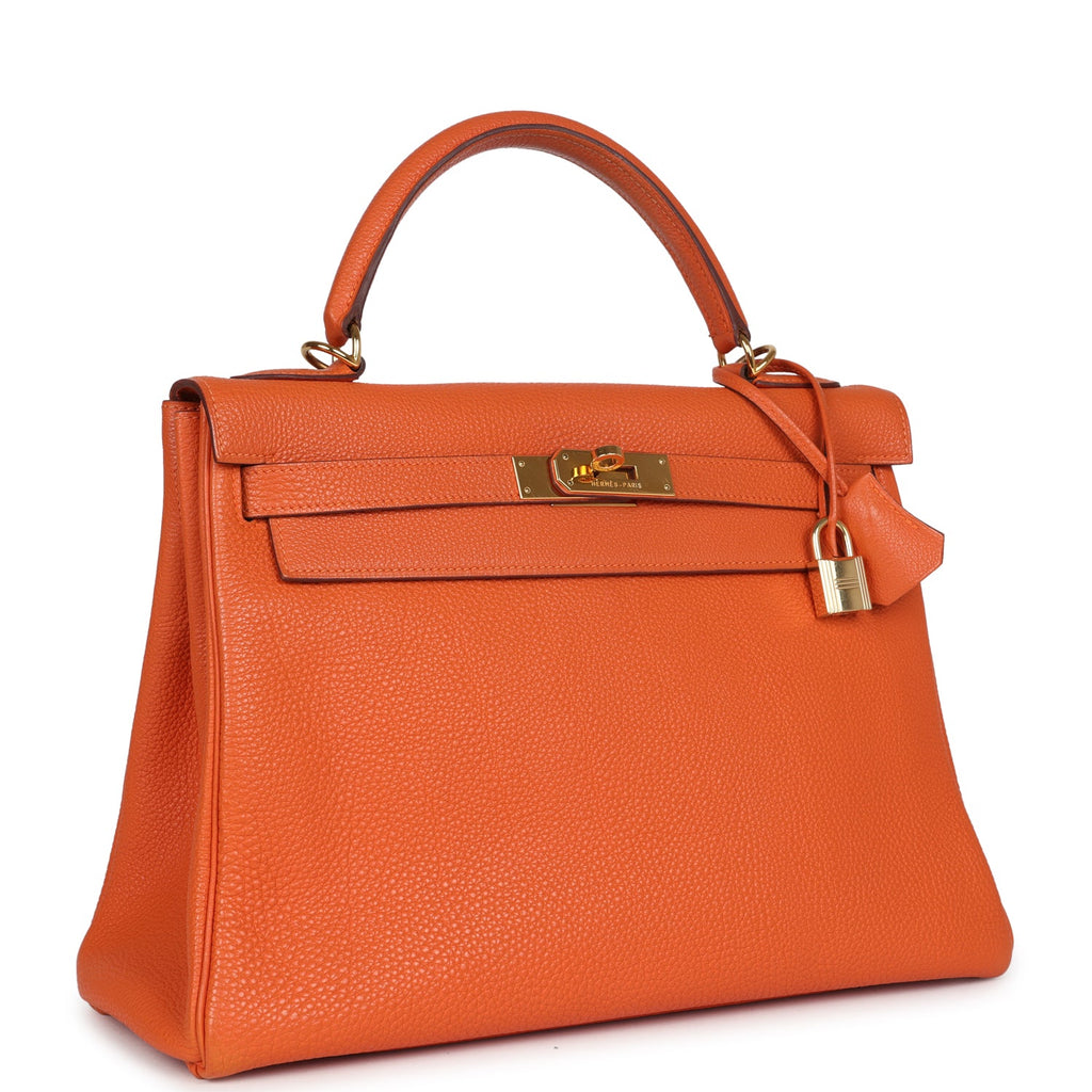 New Hermes Kelly Retourne 32 Orange Togo Gold Hardware