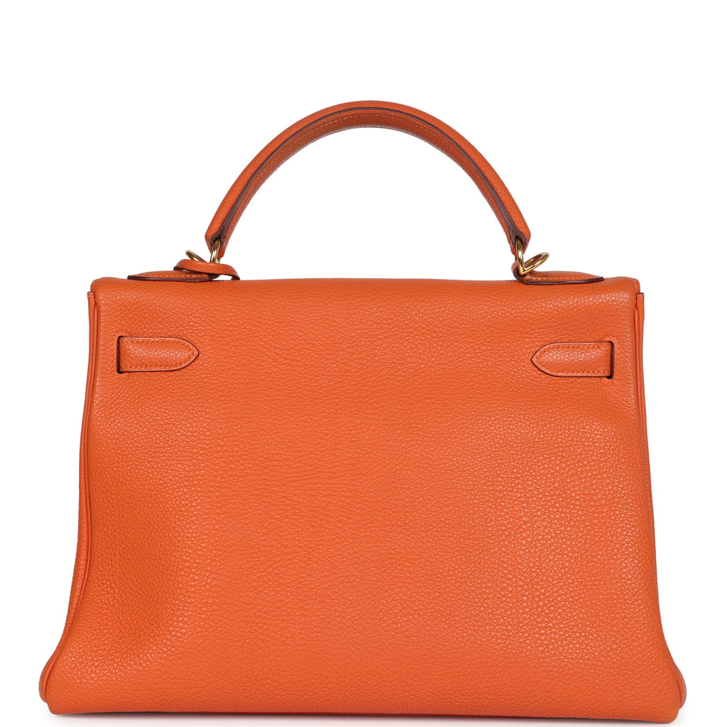 New Hermes Kelly Retourne 32 Orange Togo Gold Hardware