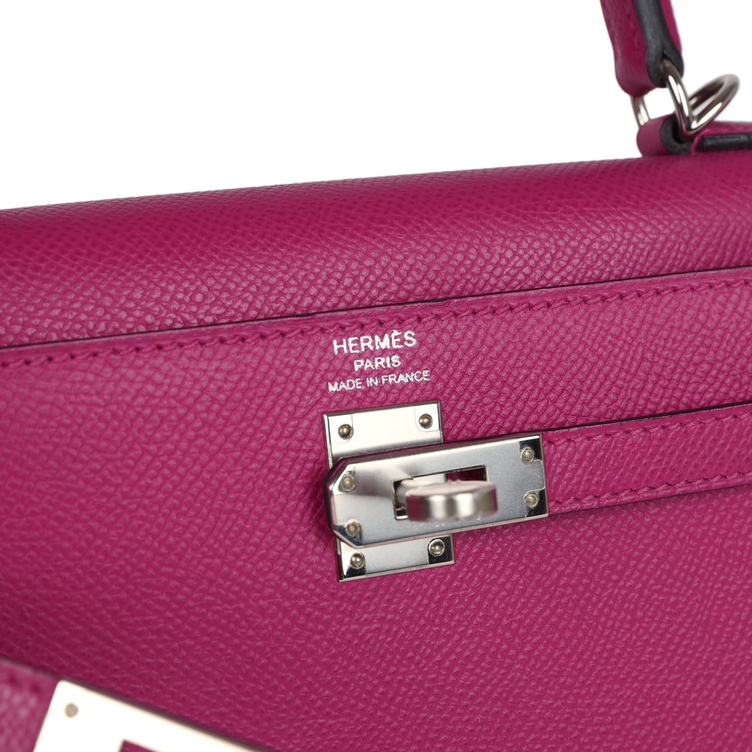 Hermes Kelly Sellier 25 Rose Pourpre Epsom Palladium Hardware