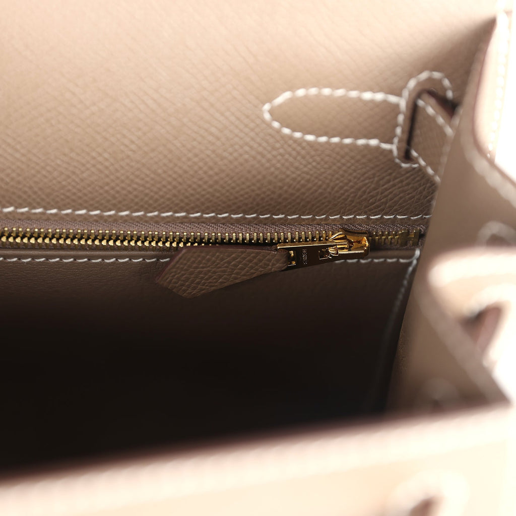 Hermes Kelly Sellier 28 Etoupe Epsom Gold Hardware