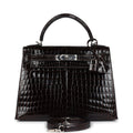 New Hermes Kelly Sellier 28 Cocoan Shiny Niloticus Crocodile Palladium Hardware